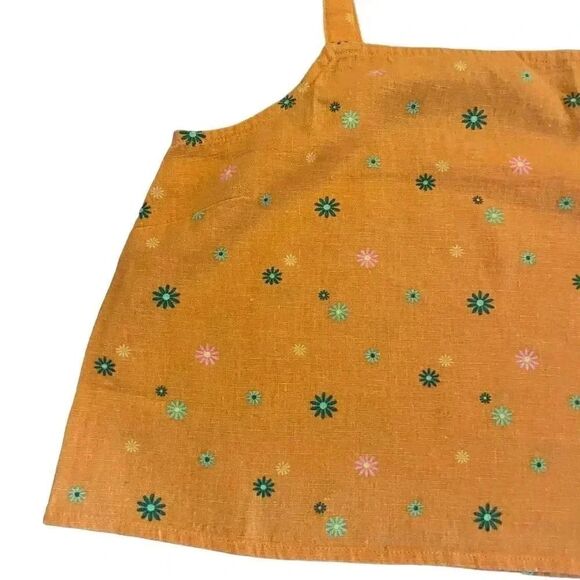 2 for $30 Abound Orange WOVEN CAMI ASTERISK FLORAL:Retro Linen Crop Tank Top XS - Picture 5 of 10